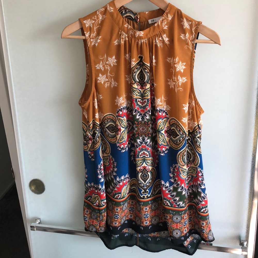 Boho high-neck print top